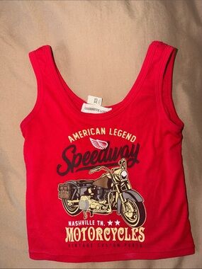 Red Speedway Graphic Crop Tank Top - Obsessive Love